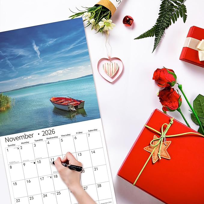2026 Wall Calendar,14 Monthly Wall Calendar Beautiful World Nov. 2025 - Dec. 2026, 12" x 18.2" Opened,Full Page Months Thick Paper for Gift Calendar Organizing & Planning