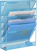 Kuntine.B 6-Tier Wall File Organizer Hanging File Organizer Cubicle Organizer Wall File Holder for Office Home (Blue, 6 Tier)