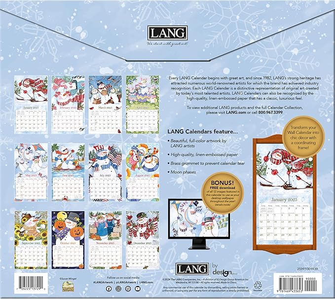 LANG Sam Snowman 2025 Wall Calendar (25991001939)