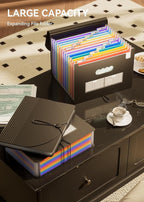 ABC life 12-Pocket Accordion File Organizer, Expandable File Folder with Colorful A-Z Tabs, Portable Bill & Receipt Organizer, Desktop Letter/A4 Document Storage for Home & Office-Black