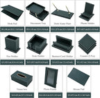 RitPin Desk Set, 11-Piece All-in-One – Executive Desk Accessories & Office Supplies, Leather Desk Organizer with Desk Pad & Blotter, 2-Tier Letter Tray, Luxury Office Desk Decor & Boss Gifts (Green)