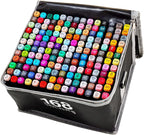 DRAWNICEST 168 Colors Alcohol Markers, Dual Tip Permanent Art Markers with Black Suitcase, For Adults Coloring, Sketching, Card Making and DIY Patinting