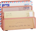 Marbrasse Mail Organizer for Desk, 3-Slot Mesh Metal Mail Holder countertop, Letter Holder, Office Desktop Envelope and Document Storage Rack (Rose Gold)