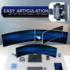 VIVO Pneumatic Arm Triple Ultrawide Monitor Desk Stand for Up to 49 inch Screens with Tempered Glass Base, Holds 3 Ultra Wides Up to 33 lbs Each, Black, STAND-V300FG