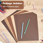 Sinmoe 200 Sheets 5 Shades Cardstock Paper 8.5 x 11 Inches 180gsm Solid Core Printer Paper for Scrapbooking DIY Arts Crafts Making Office Home Supplies (Brown Series)
