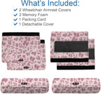 SPRING SEAON Wheelchair Armrest Covers 2 Pack Soft Memory Foam Wheelchair armrest Pads Wicking Washable for Office Transport Chair (Pink Leopard)