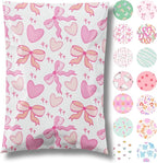 Pretty Package Store 14.5x19 Designer Poly Mailer 100 Pack Heavy Duty Waterproof Self Seal Shipping Bags for Small Business Large Mailing Envelopes Bulk Tear Resistant Packaging Coquette Bows Hearts