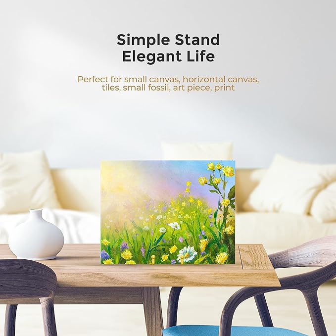 TR-LIFE Plate Display Stand - 4.5 Inch Holder + Metal Frame for Picture, Decorative Plate, Photo Easel, Tabletop Art (Gold 2 Pack)