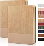 TSFPapier Lined Journal Notebook for Work College Ruled Note Book 5.79"x8.27" A5 PU Leather Daily Journaling 216 Pages for Women Men Writing Home School Supplies Business (Khaki 2pack)