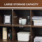 VAKATRELL 8 Cube Storage Organizer Bookshelf, Industrial Horizontal Bookcase, Accent Cubby Shelf, Media Console Table for Living Room, Home Office, 13.6" D x 63" W x 30.9" H, Brown Walnut
