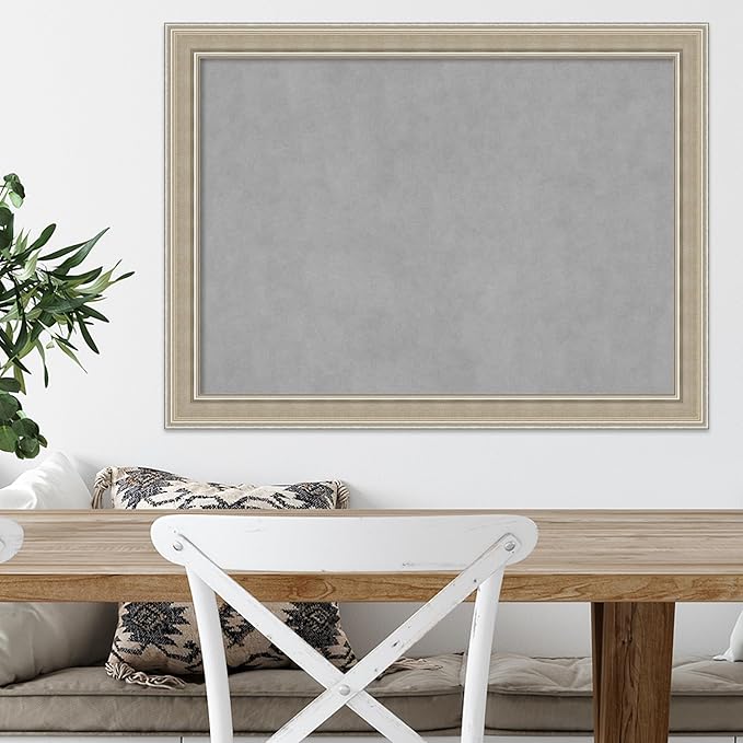 Amanti Art Silver Framed Magnetic Board 24x32 Medium Vision Board for use with Magnets, 100% Metal Sheet to Display Items as Office Decor or for Home Organization in mudroom, Kitchen or Kids Room