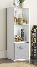 Whitmor 3 Cube Storage Organizer, 3 Tier Stackable MDF Wood Bookcase, Open Storage Display Bookshelf, Storage Cabinet for Living Room, Bedroom, Home, Office, 12.2" L x 11.7" W x 35.6" H, White
