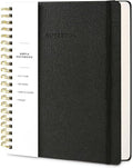 Oneirom Spiral Notebook - 8.5 x 10.98 Inch Large Hard Cover Notebook with Elastic Band & Pocket, 252 Pages, Lay Flat Wirebound Journal for Work, School, Planning & Note Taking Black