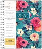 Essential PRO 2026 Daily, Weekly & Monthly Planner, 7"x9": 14 Months (Nov 2025 - Dec 2026) Monthly Tabs,Daily Tracking,Notes Pages,Storage Pocket,Bookmark w Sticky Notes (Teal Floral)
