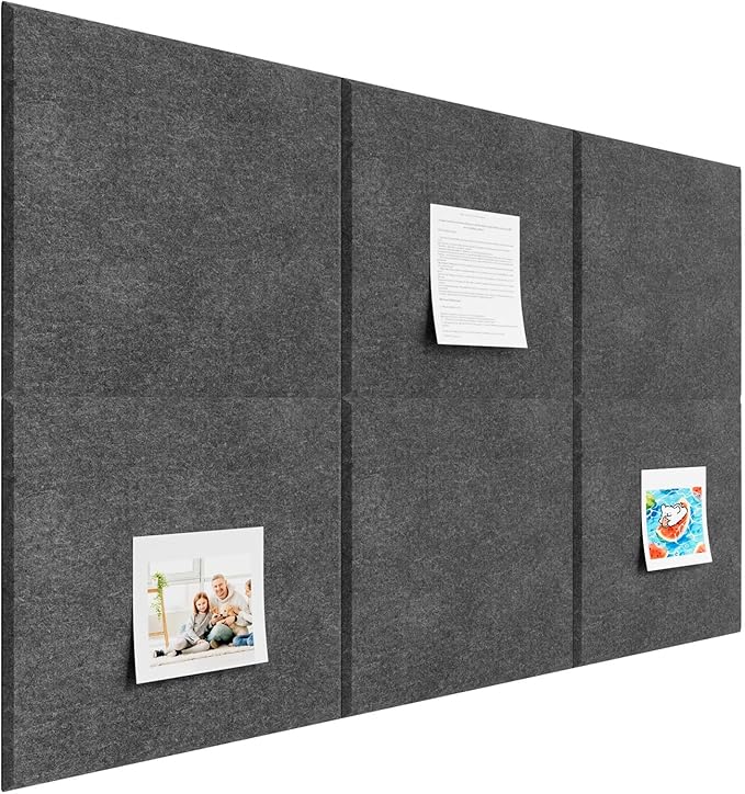 Baysola Large Cork Boards for Walls – 36" x 24" Self Adhesive Felt Wall Tiles, Ideal for Office Black Bulletin Board, Easy to Install Pin Board Photo Board