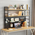 ZWCQSYS 2-Tier Desktop Bookshelf Hutch - Metal Desk Shelf Bookcase with Desk Pegboard Countertop Storage Organizer Rack for Dorm or Office (B, 70cm/27.5in)