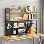 ZWCQSYS 2-Tier Desktop Bookshelf Hutch - Metal Desk Shelf Bookcase with Desk Pegboard Countertop Storage Organizer Rack for Dorm or Office (B, 70cm/27.5in)