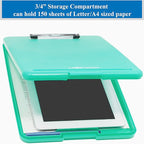 Think2Master [3 Pack] Teal Plastic Storage Clipboard. | 25% Heavier & Sturdier| Heavy Duty and Won’t Flex Like Other Brands (Compare The Weight). Storage Compartment Holds 150 Letter Sized Paper.