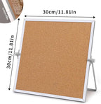 kdafio 11.81"×11.81" Cork Board Bulletin Board, Double Sided Pin Board with Silver Aluminum Border, Desktop Small Cork Board with Stand Suitable for Home, Office, Desk Message Board or Picture Board