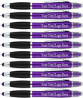 SyPen Personalized Pens with Gel Highlighter and Stylus -200 Pack Bulk-Free Imprint - 3 In Bible Highlighter No Bleed, Ballpoint Pen, and Stylus Combo- add Custom Name, Logo or Gift Message- Purple