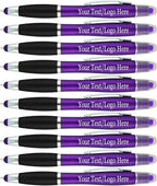 SyPen Personalized Pens with Gel Highlighter and Stylus -200 Pack Bulk-Free Imprint - 3 In Bible Highlighter No Bleed, Ballpoint Pen, and Stylus Combo- add Custom Name, Logo or Gift Message- Purple