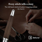 BEILUNER 318 Luxury Leather Pen, Full Grain Oil Tan Crazy Horse Cowhide Leather, Chrome-Plated Finish, Schmidt Ink Refill, Best Rollerball Pen Gift for Men & Women,Executive, Professional, Nice Pens