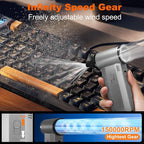 2-in-1 Compressed Air Duster-150000RPM Super Power Electric Duster with 8000mAh Battery, Continuously Adjustable Speed Cordless Air Duster Rechargeable for PC Keyboard, Car, Home, and Outdoor