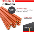 GRAPHITE Hard Lead Carpenter Pencils Bulk - (1) Pack of 12 Pieces Lumber Wooden Pencil #2 (HB) - Neon Orange