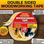 Trazon Double Sided Woodworking Tape Super Strong, 10 Pack, 1 Inch x 120 Feet, Wood Crafter Sticky Tool, Two Side Adhesive for Router Templates and CNC Machine, Removable & Residue Free