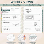 bloom daily planners HARDCOVER 2026 Planner (January to December) - 8.5” x 11” Weekly & Monthly Dated Agenda Organizer Book with Stickers & Tabs - Garden Party, Beige