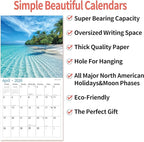 2026 Wall Calendar,Calendar 2026, November 2025 - December 2026, Wall Calendar Beaches, 12" x 24" Opened,Full Page Months Thick & Sturdy Paper for Calendar Organizing & Planning