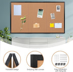 Board2by Extra Large Cork Bulletin Board 96" X 48", Foldable Notice Pin Board for Wall, Black Woodm Framed 8'x4' Corkboard, Wall Mounted Noticeboard with 32 Push Pins for School, Home & Office