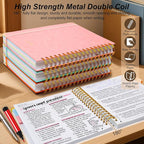 Hardcover Spiral Notebook 8"x10" Journal Notebook with Tabs and Removable Dividers 300 Pages 5 Subject Notebook College Ruled, Faux Leather Spiral Bound Notebook for Women School Work (White)