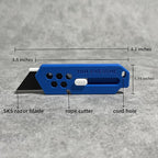 XHM Awesome Small Box Cutter Retractable Blade Ultility Knife, For Artwork, Cardboard Cutting, Package/Letter Opening, Home, Office & EDC Use, Pack of 3 (BLUE)