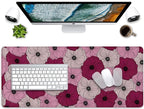 Abstract Floral Mouse Pad Desk Pad,Boho Art Flowers Extended Gaming Mouse Mat with Stitched Edges Non-Slip Waterproof Rubber Base Mous Mat for Office Home Game Desk Pad(27.5X11.8 in)