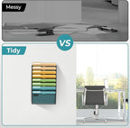 SUPEASY Wall File Organizer Mesh Office Mail Holder, Hanging Wall Organizer Magazine Rack for Office Black, 8 Tier