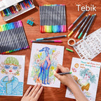 Tebik 108 Pack Planner Colored Pens, 100 Assorted Colors Drawing Pens with 8 Different Stencils, Perfect for Dotted Journal Planner Writing Note Calendar Coloring Office School Supplies