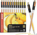 ZSCM Retractable Glitter Gel Pens, 12 Colors Large Capacity Yellow Glitter Metallic Gel Ink Pens, 1 mm Fine Point Smooth Writing Color Pens for Adult Coloring Book Note Taking Aesthetic Art Supplies