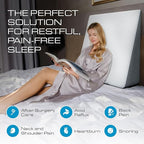 Kolbs Extra Wide Bed Wedge Pillow for Sleep Apnea, Acid Reflux, and Back Pain Relief, with Chic Jacquard Cover - Headboard GERD Pillow Wedges for Sleeping (Extra Wide 7.5" Height)