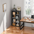furtble Bookshelf with Storage Bins, 6 Cube Storage Organizer, Modern Wood Bookcase, Multifunctional Display Shelf for Living Room (Matte Black, 6 Cube)