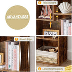 VECELO Wide Bookshelf Set, Fits 9.3" × 10-12.8" Hardcovers, Cube Storage Bookcases, Free-Standing for Living Room, Bedroom, Home Office, 2/3/4-Tier, 3-Pack, Brown