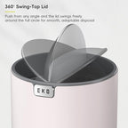 EKO Fandy 0.58 Gal/2.2L Mini Trash Can with Lid, Swing-Top Desktop Trash Can for Bathroom, Countertop, Vanity, Desk or Office, Small Garbage Bin (Pink)