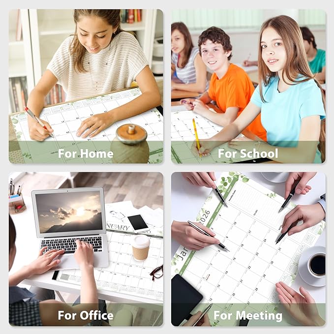 2026 Desk Calendar, Large Desk Calendar 22" x 17" (Jan 2026 - Jun 2027) Monthly Desktop Wall Planner for Family Teacher School Office Supplies, Leaf