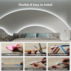 PAUTIX COB LED Strip Light 32.8ft,LED Lights UL-Listed Daylight White 6000K Strip Lights with RF Remote,Dimmable Super Bright 24V Cool White Natural White LED Tape Lights,Cabinet Office Lighting