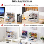 Marbrasse Mesh Desk Organizer - Multi-Functional Pen Holder with Drawer, Desktop Stationary Storage Rack for School, Home, Office, Art Supplies (White Mesh)