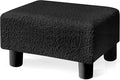 BRIAN & DANY Small Foot Stool Ottoman, Footstool with Legs, Teddy Velvet Foot Rest for Living Room, Bedroom and Office, Black