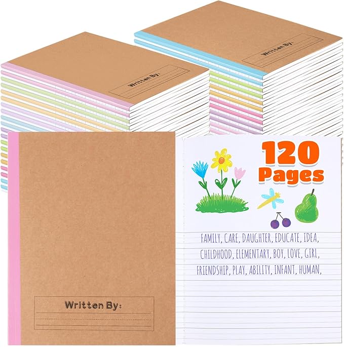 Henoyso 20 Pcs 120 Pages Primary Composition Notebooks K-2, Primary Journal Grades K-2, Writing Journal Practice Notebook for Kids in Preschool, Kindergarten, Back to School Supplies (Macaron)