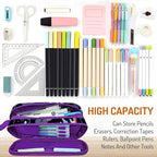 Cute Pencil Case for Girls, Large Girls Pencil Pouch for School Supplies, Portable Butterfly Pen Bag, Aesthetic Pen Box with Zipper, 2 Compartments Stationary Organizer for Kids Teens Students Adults