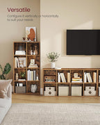 VASAGLE Custos Collection - Bookshelf, Bookcase, Cube Shelf with 8 Compartments, 9.4 x 25.8 x 51 Inches, Storage Shelf, for Living Room, Home Office, Dining Room, Rustic Brown ULBC424K01