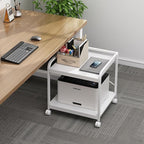 Fannova 20 Inches Deep Large Printer Stand, 2 Tier Under Desk Printer Table with Height Adjustable Shelf, Rolling Printer Cart with Wheels for Home Office Storage - White